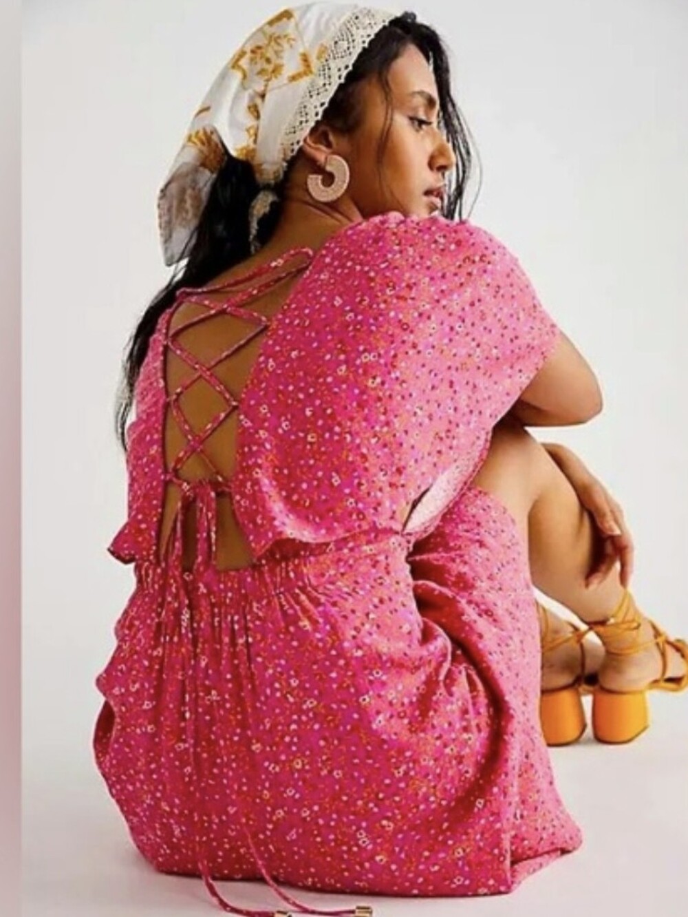 NWT Free People Florence Mini Dress Femme Combo Pink Floral Size XS Smocked